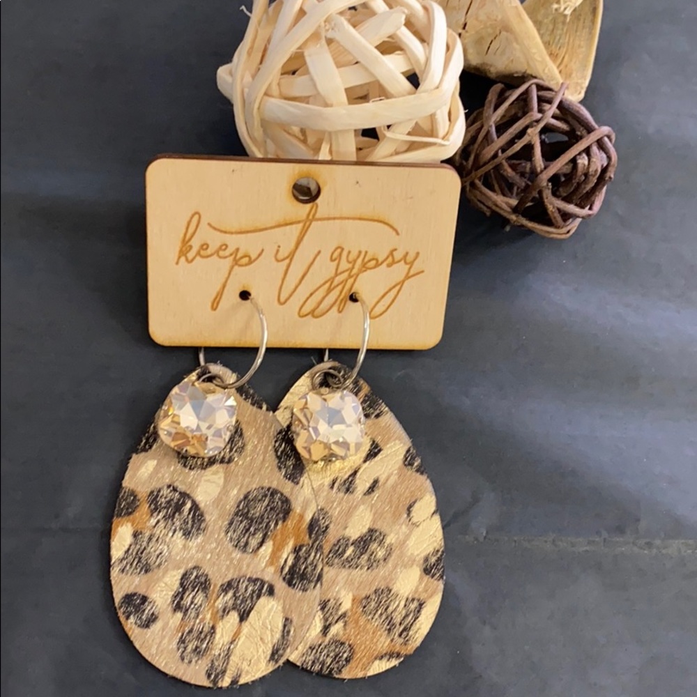 Acid wash cheetah Gypsy earrings